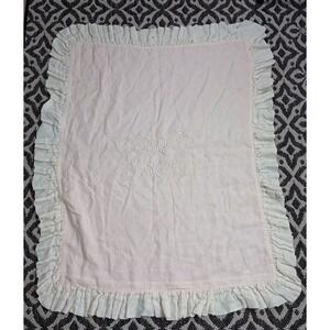 Pom Pom At Home Big Pillow Pink Ruffle Embroidered Baby Girl Nursery Linen 28x36